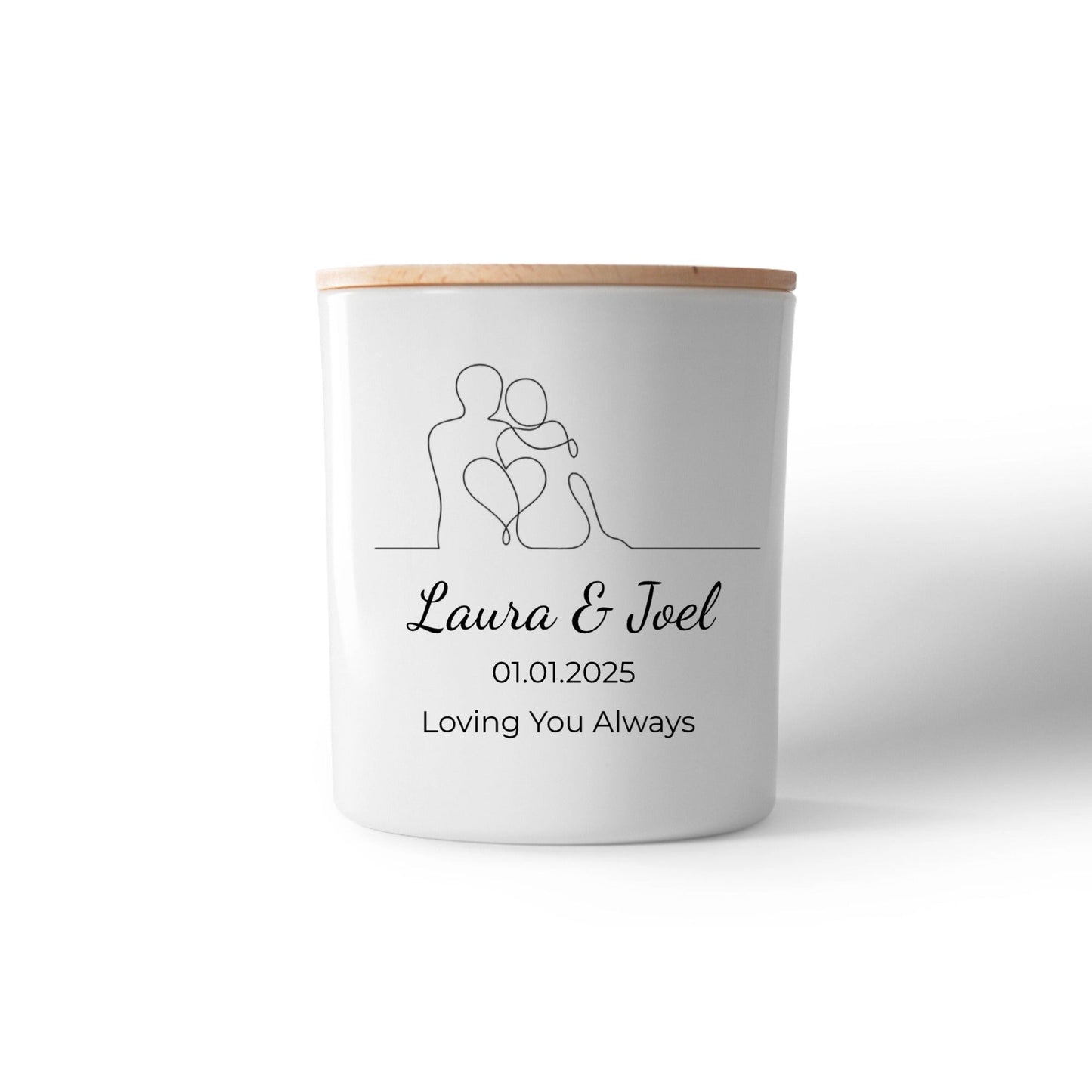 Minimalist Line Art Couple Candle – Personalised Anniversary, Wedding & Engagement Gift