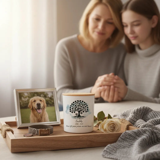 Pet Tree of Life Memorial Candle – Personalised Remembrance Gift with Names & Dates