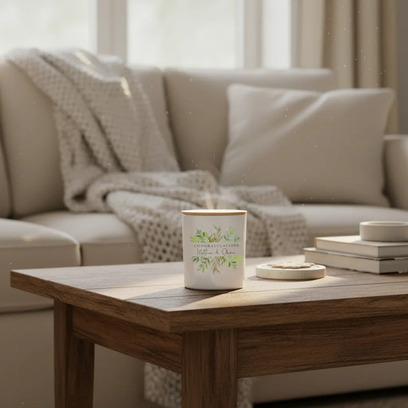 Personalised “Congratulations Botanical” Candle – Custom Names