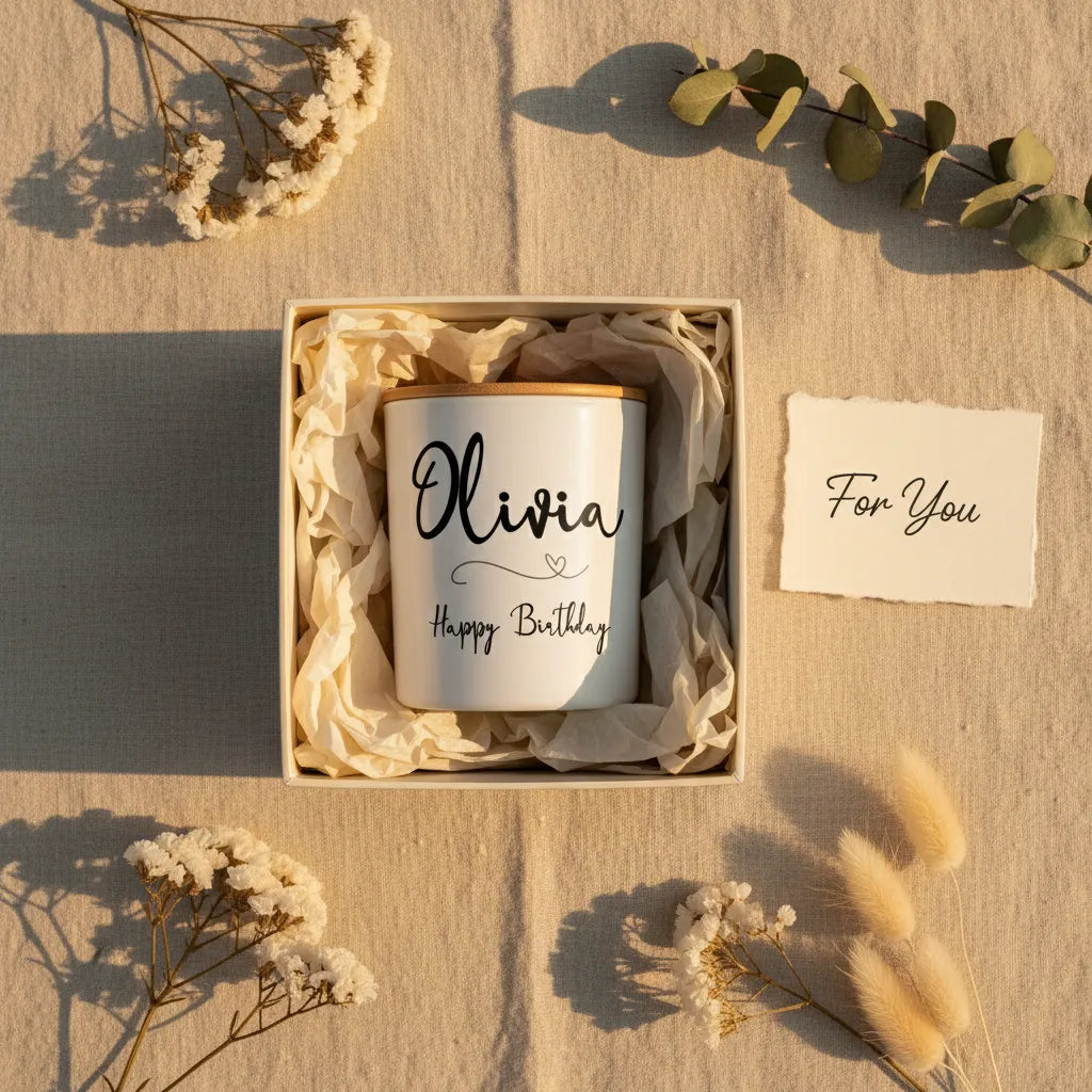Personalised “Minimalist Birthday” Candle – Custom Name
