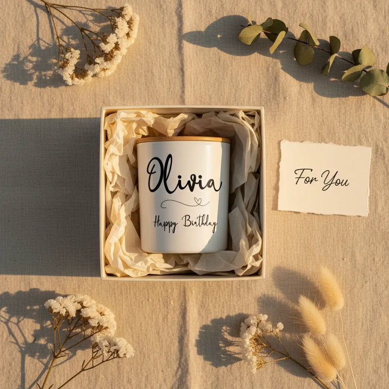 Personalised “Minimalist Birthday” Candle – Custom Name