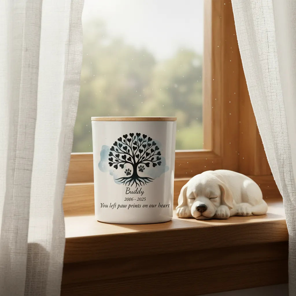 Pet Tree of Life Memorial Candle – Personalised Remembrance Gift with Names & Dates
