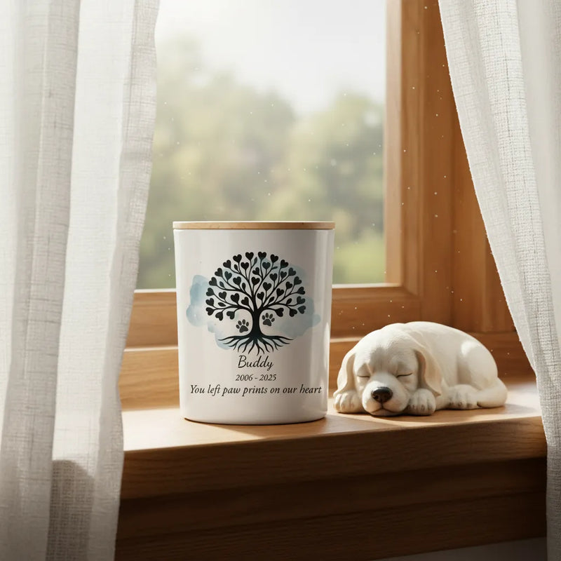 Pet Tree of Life Memorial Candle – Personalised Remembrance Gift with Names & Dates