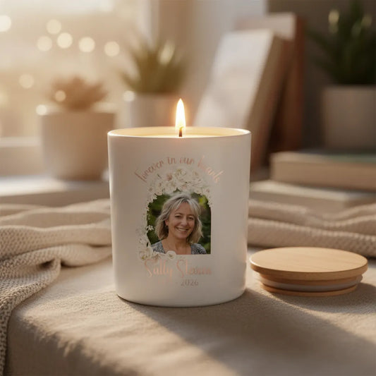Floral Memorial Photo Candle