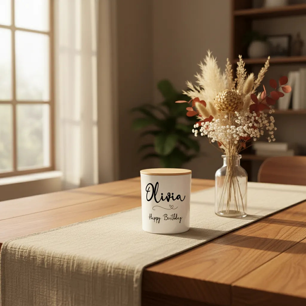 Personalised “Minimalist Birthday” Candle – Custom Name