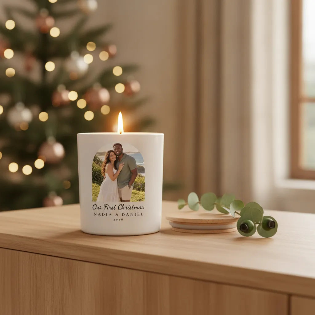Our First Christmas Personalised Photo Candle