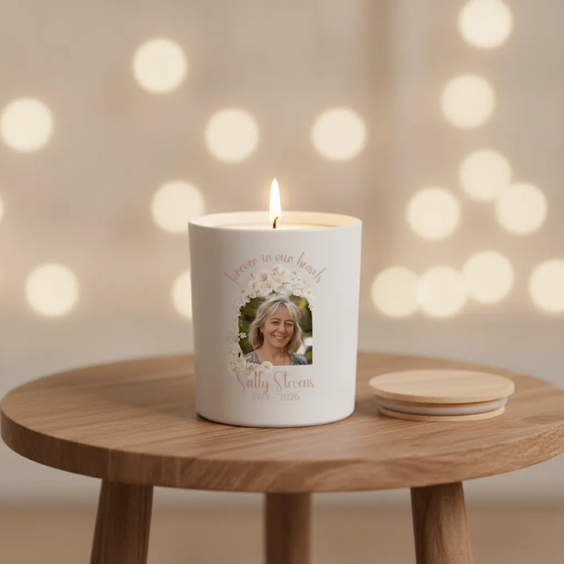 Floral Memorial Photo Candle