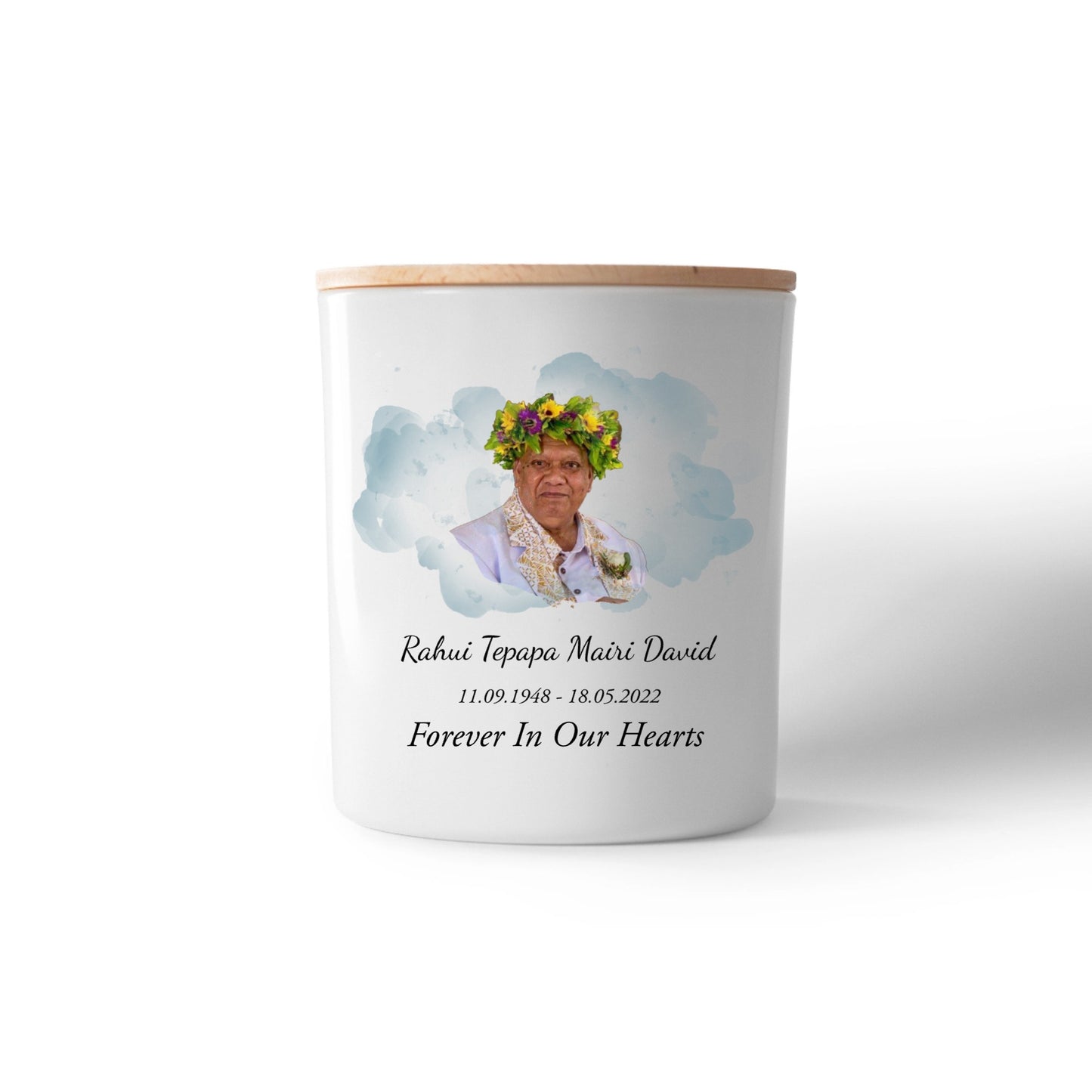 Personalised Watercolour Memorial Candle – Custom Photo & Message