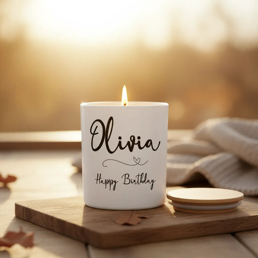 Personalised “Minimalist Birthday” Candle – Custom Name