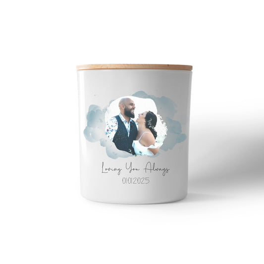 Personalised Photo Candle – Custom Wedding, Anniversary & Couple Gift