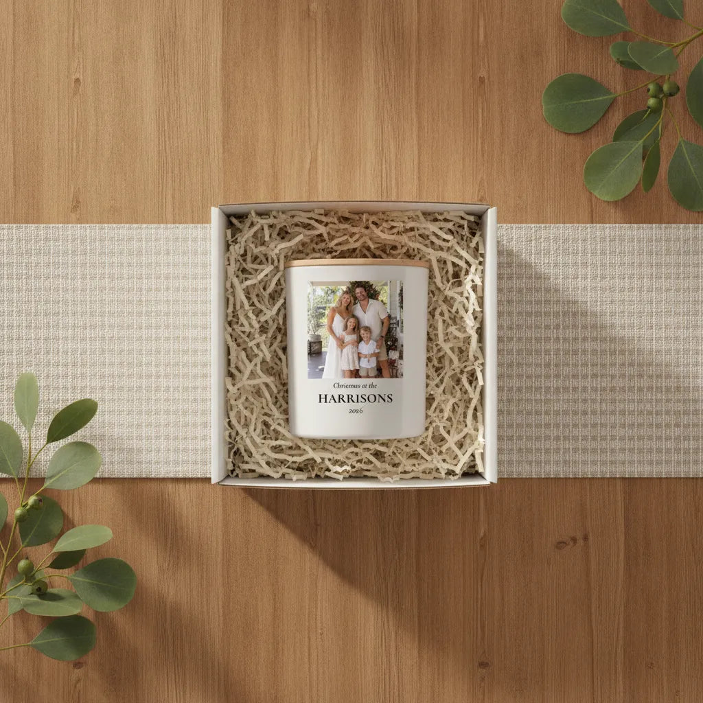 Personalised Family Christmas Photo Candle