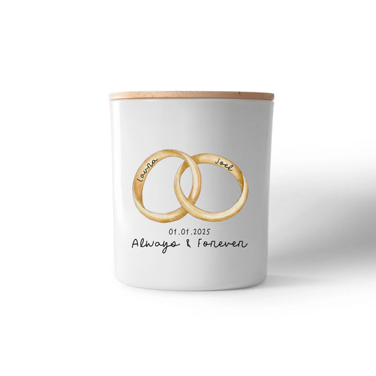 Wedding Rings Personalised Candle – Custom Anniversary, Engagement & Wedding Gift