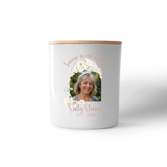 Floral Memorial Photo Candle