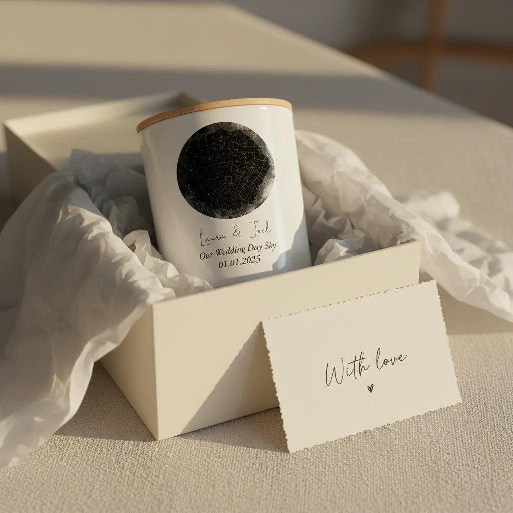 Personalised Star Map Candle – Custom Night Sky Gift for Anniversaries, Weddings & Birthdays
