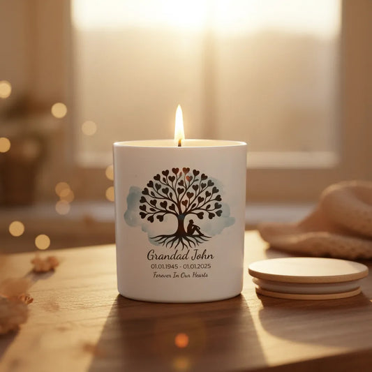 Tree of Life Memorial Candle – Personalised Remembrance Gift with Custom Name & Dates