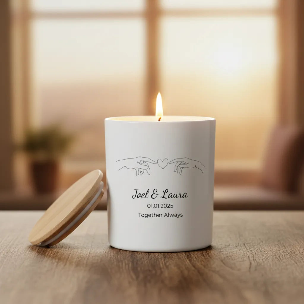 Lines of Love Personalised Couple Candle – Custom Anniversary, Wedding & Engagement Gift