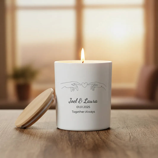 Lines of Love Personalised Couple Candle – Custom Anniversary, Wedding & Engagement Gift