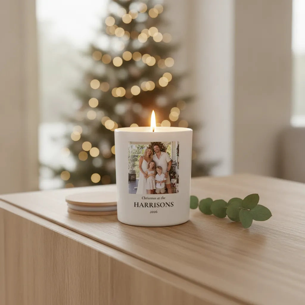Personalised Family Christmas Photo Candle