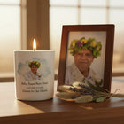 Personalised Watercolour Memorial Candle – Custom Photo & Message
