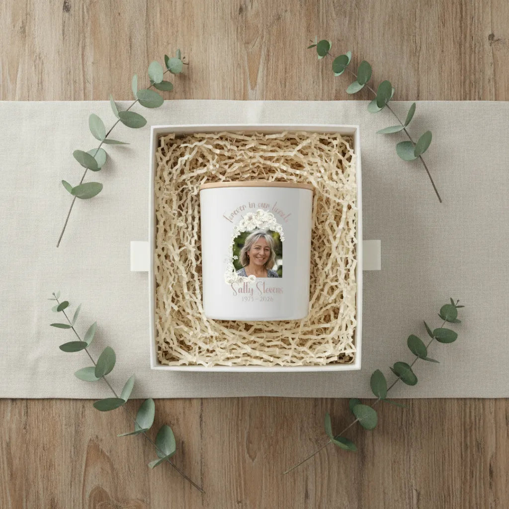 Floral Memorial Photo Candle