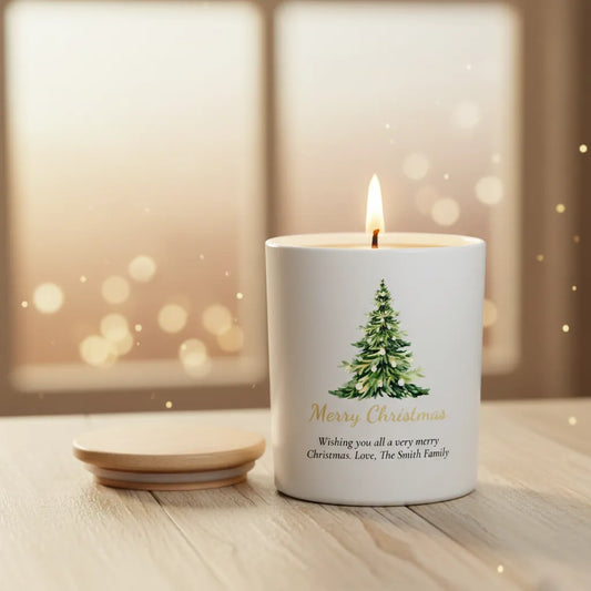 Personalised “Christmas Tree” Candle – Add Your Message