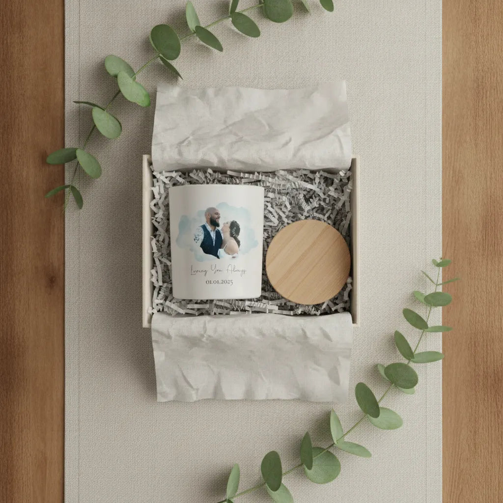 Personalised Photo Candle – Custom Wedding, Anniversary & Couple Gift