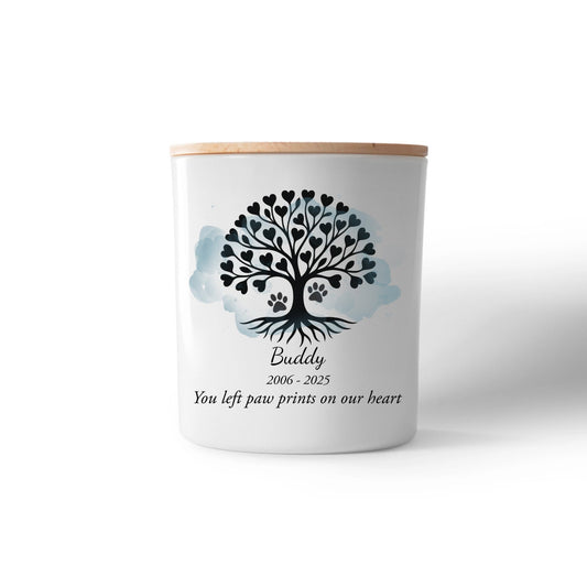 Pet Tree of Life Memorial Candle – Personalised Remembrance Gift with Names & Dates