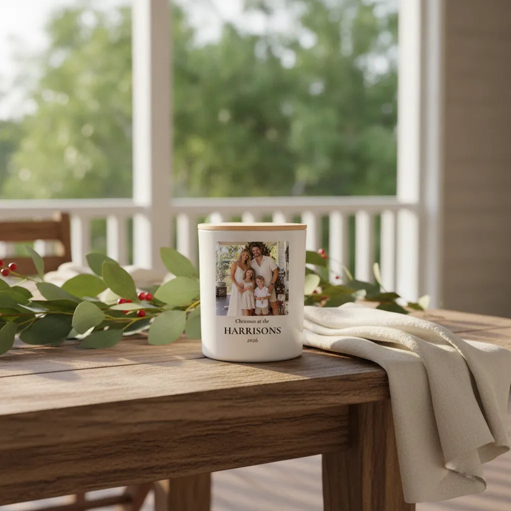 Personalised Family Christmas Photo Candle