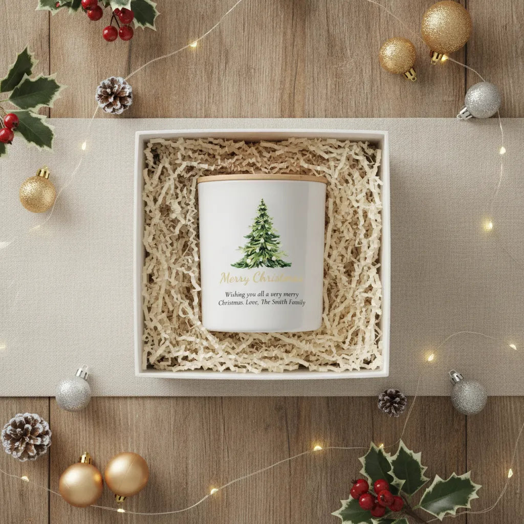 Personalised “Christmas Tree” Candle – Add Your Message