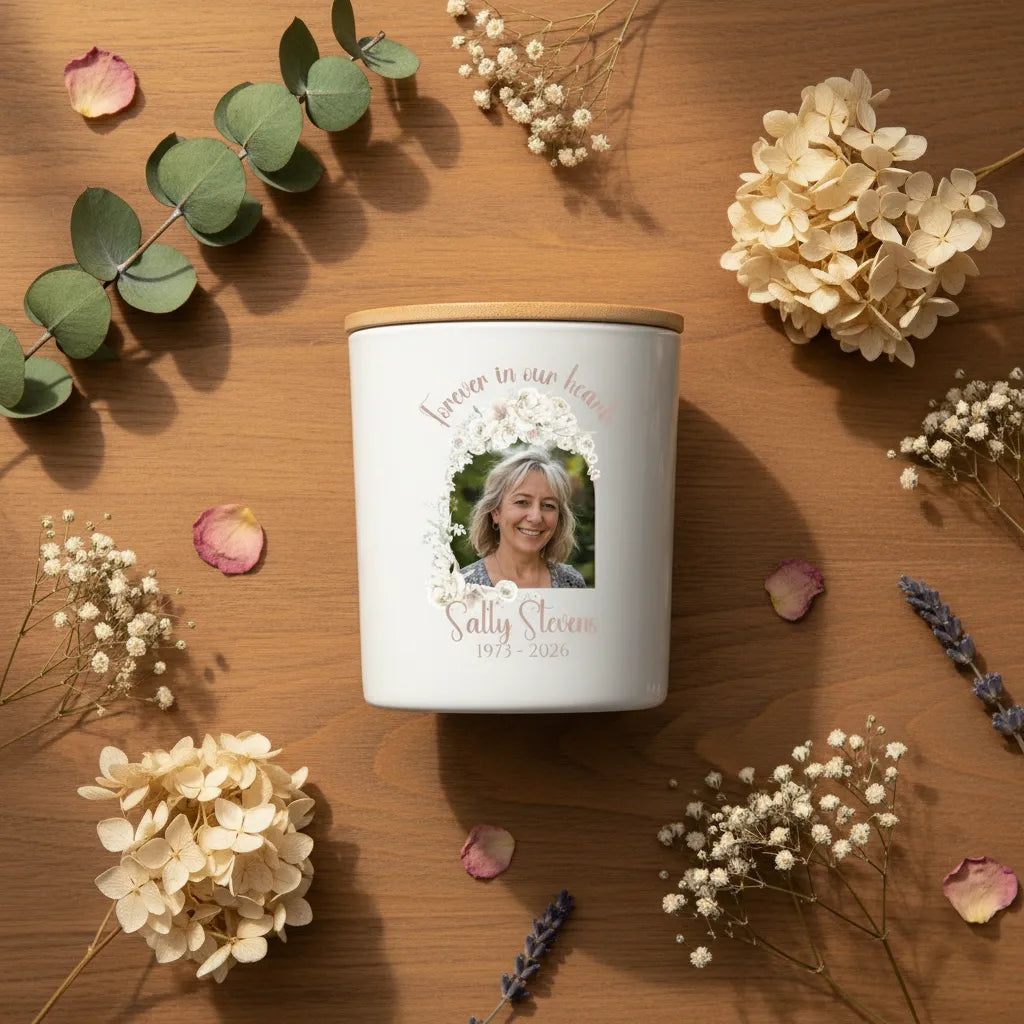 Floral Memorial Photo Candle