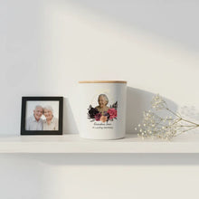 Halo Memorial Photo Candle – Personalised Tribute with Name, Dates & Message