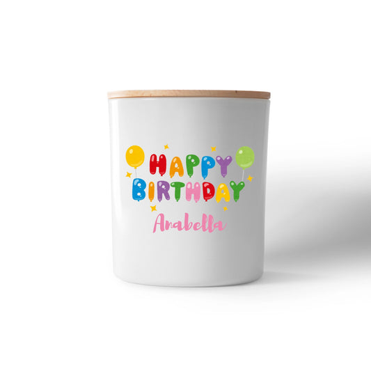 Personalised “Happy Birthday Balloons” Candle – Custom Name