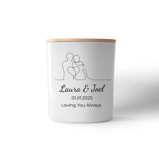 Minimalist Line Art Couple Candle – Personalised Anniversary, Wedding & Engagement Gift