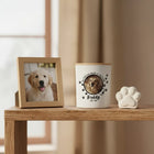 Pet Memorial Candle – 'Paw Prints on Our Hearts' Personalised Photo Tribute with Name & Dates