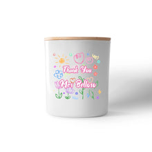 White mug with colorful text and graphics on a white background