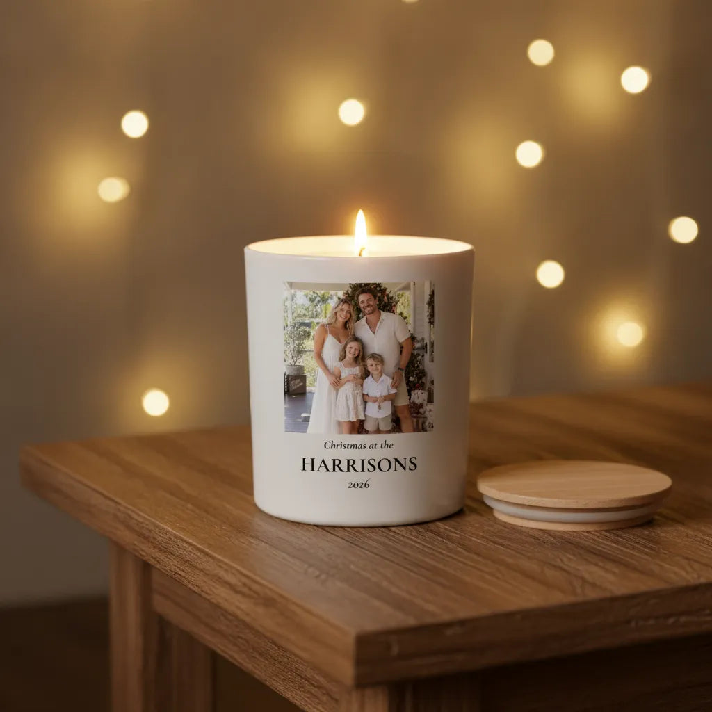 Personalised Family Christmas Photo Candle