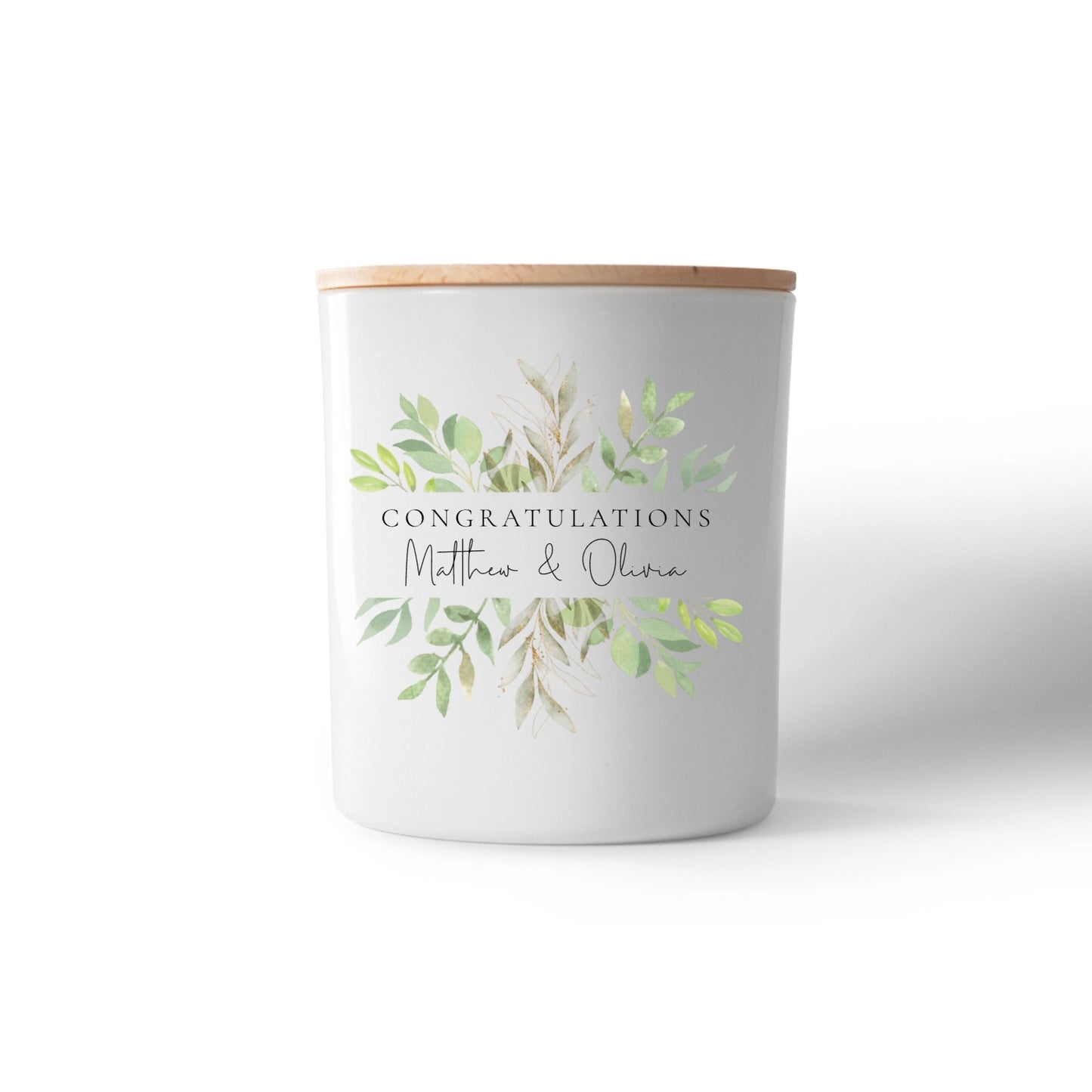 Personalised “Congratulations Botanical” Candle – Custom Names