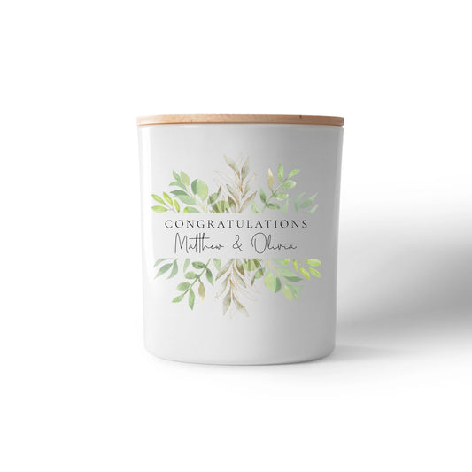 Personalised “Congratulations Botanical” Candle – Custom Names