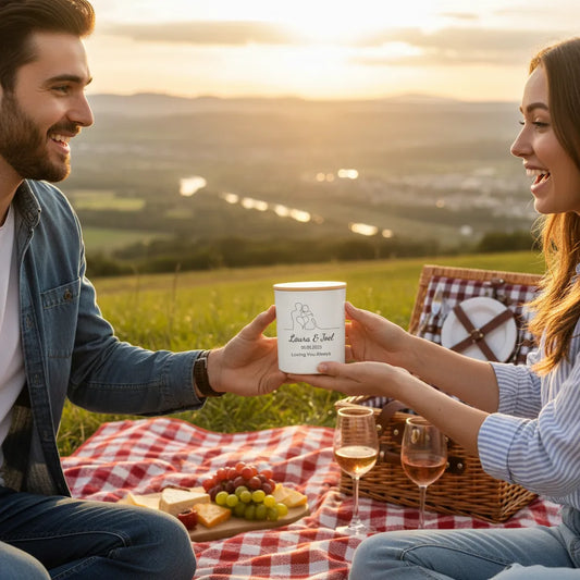 Minimalist Line Art Couple Candle – Personalised Anniversary, Wedding & Engagement Gift