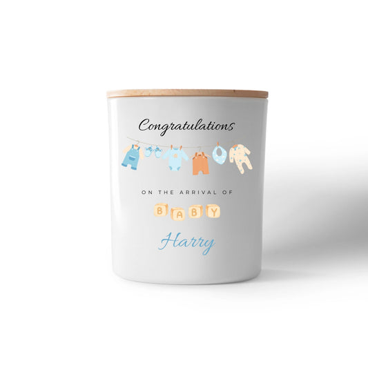 Personalised “Congratulations Baby” Candle – Custom Name Gift