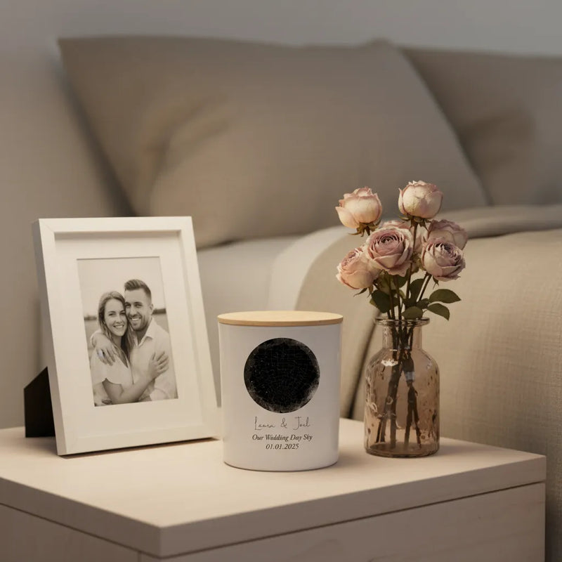 Personalised Star Map Candle – Custom Night Sky Gift for Anniversaries, Weddings & Birthdays