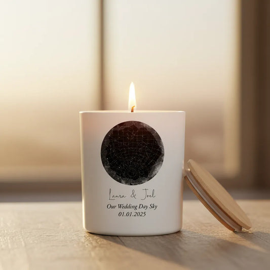 Personalised Star Map Candle – Custom Night Sky Gift for Anniversaries, Weddings & Birthdays