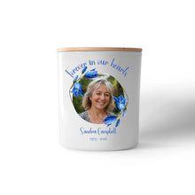 Forever In Our Hearts Bluebell Memorial Candle – Personalised Photo Tribute with Name & Dates