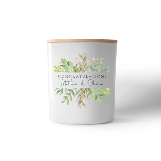 Personalised “Congratulations Botanical” Candle – Custom Names